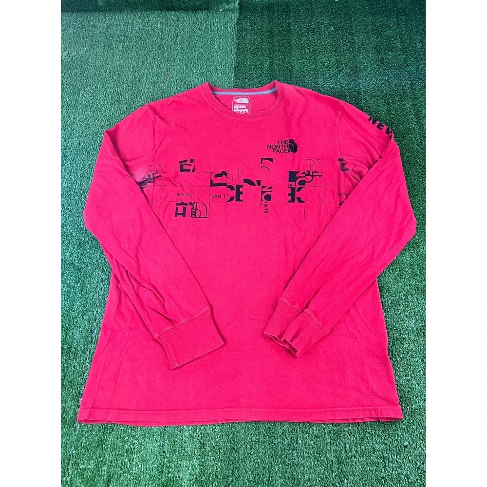 The North Face Mens Red Graphic Long Sleeve Tee Shirt Large Standard‎ Fit